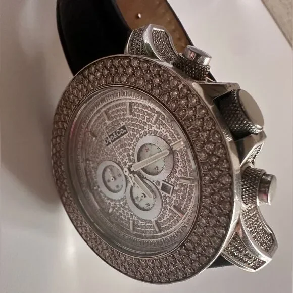 Don&Co Bold & Brilliant - Men’s Oversized Diamond Watch with Leather Strap